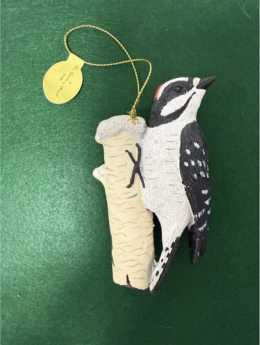 VTG Danbury Mint Christmas Ornament Song Bird Figurine Downy WoodPecker 4